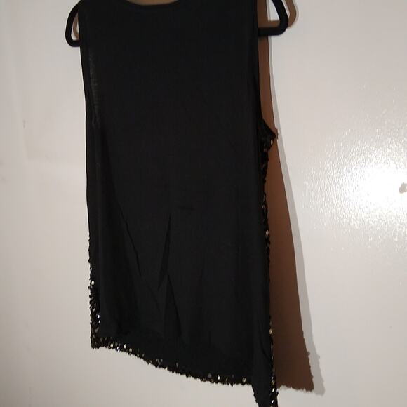 Ann Taylor Loft Black sequin sleeveless blouse. Size Medium. - Picture 5 of 8